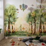 Tapet Personalizat Natura pentru copii cu copaci, licurici si fluturi - FAIRY BUTTERFLY FOREST