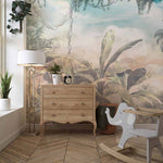 Tapet Personalizat Natura pentru copii cu ceata in jungla amazoniana in nuante calde -  DUSTY JUNGLE II
