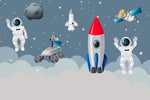 Tapet Personalizat Universul Spatial pentru Copii cu astronauti si rachete spatiale - HAPPY ASTRONAUTS