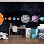 Tapet Personalizat Universul Spatial pentru Copii cu planete in spatiu  - PLANETS ALIGNED