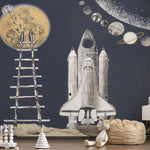 Tapet Personalizat Universul Spatial pentru Copii cu aterizarea pe luna si sistemul solar - MOON LANDING