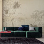 Tapet personalizat natura pentru copii cu flori de papadii mov pe fundal alb purple dandelions