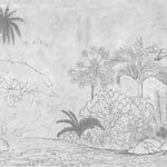Tapet personalizat jungla amazoniana pentru copii cu elemente din jungla in stil de ilustratie in creion in nuante de gri sketch jungle grey