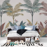 Tapet Personalizat Jungla Amazoniana cu palmieri tropicali in nuante pastel - PASTEL JUNGLE