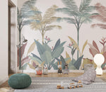 Tapet Personalizat Jungla Amazoniana cu palmieri tropicali in nuante pastel - PASTEL JUNGLE