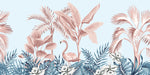 Tapet Personalizat Jungla Amazoniana cu palmieri si flamingo roz - PINK FLAMINGO LEAVES