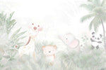 Tapet Personalizat Jungla Amazoniana cu animalute in jungla amazoniana in nuante de verde deshis - LIGHT GREEN AMAZON