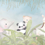 Tapet Personalizat Jungla Amazoniana cu animale si plante tropicale - BANANA LEAVES ANIMALS