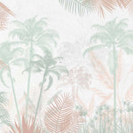Tapet Personalizat Jungla Amazoniana cu padure tropicala in nuante pastel de verde si maro - WARM PASTEL JUNGLE