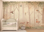 Tapet Personalizat Jungla Amazoniana cu padure, papagali si flamingo - BIRD'S FOREST NEST