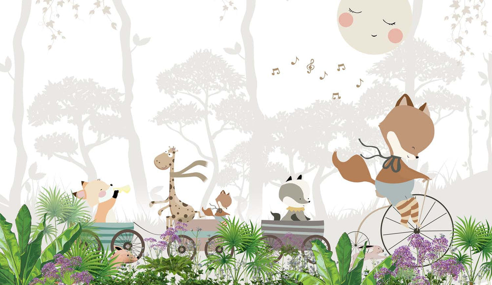 Tapet Personalizat Jungla Amazoniana cu vegetatie vibranta si animale in trenulet - EXOTIC TRAVELS