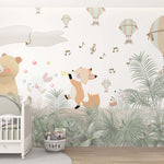 Tapet Personalizat Jungla Amazoniana cu animale cantand prin padurea tropcala si baloane cu aer cald pe cer - MUSICAL JUNGLE MARCH