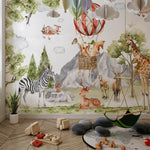 Tapet Personalizat Jungla Amazoniana cu animale salbatice intr-un peisaj montan - MOUNTAIN FOREST ANIMALS