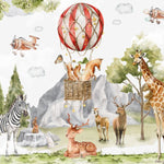 Tapet Personalizat Jungla Amazoniana cu animale salbatice intr-un peisaj montan - MOUNTAIN FOREST ANIMALS