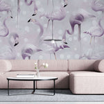 Tapet personalizat lumea animalelor pentru copii cu flamingo in nuante lila lavander flamingo