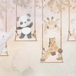 Tapet Personalizat Lumea Animalelor cu animale exotice care se dau in leagan - SWINGING ANIMALS