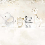 Tapet Personalizat Lumea Animalelor cu animalute exotice asezate pe franghie aflate in ceata pe un fundal bej - ON THE ROPE BEIGE