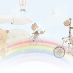 Tapet Personalizat Lumea Animalelor cu animale pe biciclete mergand pe curcubeu  - ACROSS THE SKY