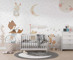 Tapet Personalizat Lumea Animalelor cu animale cantand pe un fundal cu inimioare bej  - BEIGE HEARTS MUSICAL