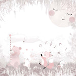 Tapet Personalizat Lumea Animalelor cu animale salbatice cantand prin padurea bej roz - HAPPY SINGING