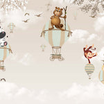 Tapet Personalizat Lumea Animalelor cu animale in echilibristica pe baloane cu aer cald - BALLOON TRICKS