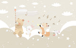 Tapet Personalizat Lumea Animalelor cu animale cantand pe dealuri instelate  - STARRY SONG