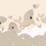 Tapet Personalizat Lumea Animalelor cu balene bej  - BEIGE WHALES