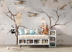 Tapet Personalizat Lumea Animalelor cu animale catarate in copaci inalti si avioane  - CLIMBING TREES