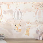 Tapet Personalizat Lumea Animalelor cu animale cantand in baloane cu aer cald  - BLISSFULLY SINGING