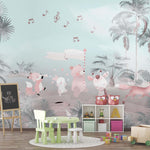 Tapet Personalizat Lumea Animalelor cu animalute prin padurea tropicala in nuante vibrante - HAWAII ANIMALS