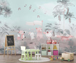 Tapet Personalizat Lumea Animalelor cu animalute prin padurea tropicala in nuante vibrante - HAWAII ANIMALS