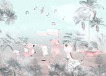 Tapet Personalizat Lumea Animalelor cu animalute prin padurea tropicala in nuante vibrante - HAWAII ANIMALS