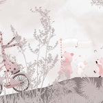Tapet Personalizat Lumea Animalelor cu animale roz printre copacei bej  - SERENITY SONG