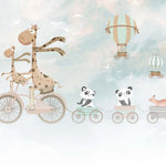 Tapet Personalizat Lumea Animalelor cu animale in trenulet prin cerul desertic - DESERT SKY