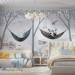 Tapet Personalizat Lumea Animalelor cu animale exotice in hamace intr-un peisaj montan - HAMMOCK PARTY