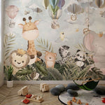 Tapet Personalizat Lumea Animalelor cu pui de animalute prin frunzele dense tropicale  - KINGS OF THE JUNGLE