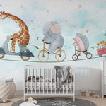 Tapet Personalizat Lumea Animalelor cu animale pe franghie si cos cu flori  - FLOWER DELIVERY