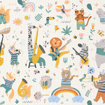 Tapet Personalizat Lumea Animalelor cu animale cantand la instrumente muzicale in ilustratie pattern  - ANIMAL'S BAND PATTERN