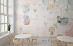 Tapet Personalizat Lumea Animalelor cu animalute si baloane in forma de inima - HEART BALLOONS