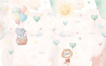 Tapet Personalizat Lumea Animalelor cu animalute si baloane in forma de inima - HEART BALLOONS