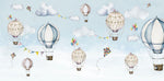 Tapet Personalizat Lumea Animalelor cu baloane si steaguri in nuante de albastru - COLOR FLAGS BALLOONS