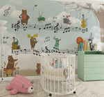 Tapet Personalizat Lumea Animalelor cu animale cantand pe portativ muzical  - MUZICAL HARMONY