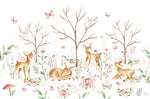 Tapet Personalizat Lumea Animalelor cu padure de caprioare si fluturi  - BABY DEERS FOREST