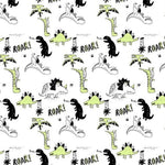 Tapet Personalizat Epoca Dinozaurilor cu dinozauri verzi si negri in stil pattern - DINOSAURUS PATTERN