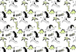 Tapet Personalizat Epoca Dinozaurilor cu dinozauri verzi si negri in stil pattern - DINOSAURUS PATTERN