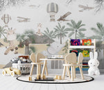 Tapet Personalizat Micii Exploratori cu animale in dunele de nisip amazoniene si palmieri - BACKYARD TROPICS