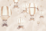 Tapet Personalizat Micii Exploratori cu baloane cu aer cald in stil vintage - TAUPE SKY BALLOONS