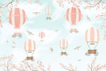 Tapet Personalizat Micii Exploratori cu baloane cu aer cald in nuante de rosu si cer albastru - VIVID SPRING BALLOONS