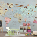 Tapet Personalizat Micii Exploratori cu harta multicolora a lumii pentru copii - MULTICOLOR MAP