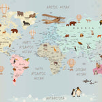 Tapet Personalizat Micii Exploratori cu harta multicolora a lumii pentru copii - MULTICOLOR MAP
